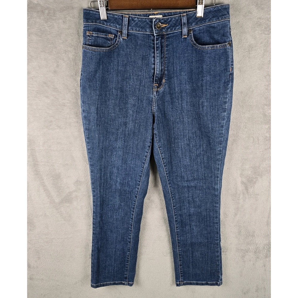 LL Bean Classic Fit Straight Leg Jeans Dark Wash Blue Denim Womens 10 Reg 506385